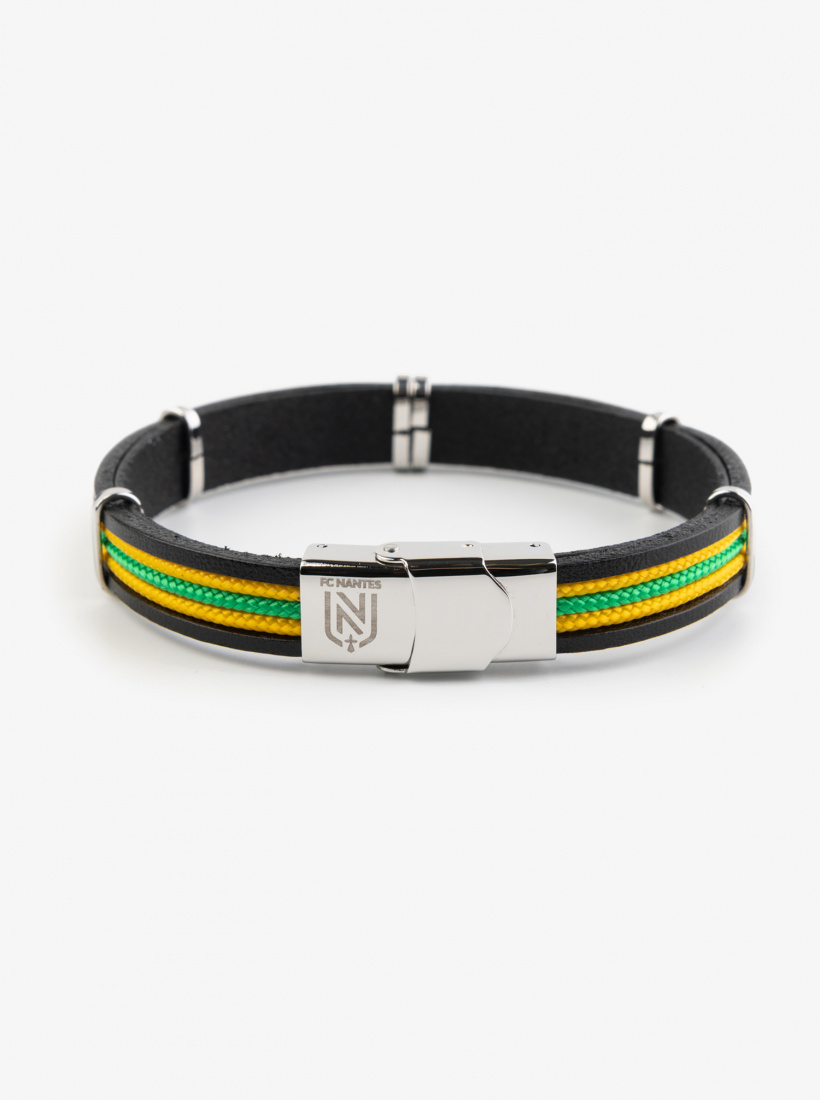 Bracelet Cuir Chaine Bicolore 20CM 22/23